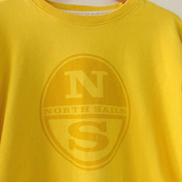 North Sails Sweater Men L Yellow Organic Cotton Crewneck Sweatshirt Light ECO - Picture 3 of 16